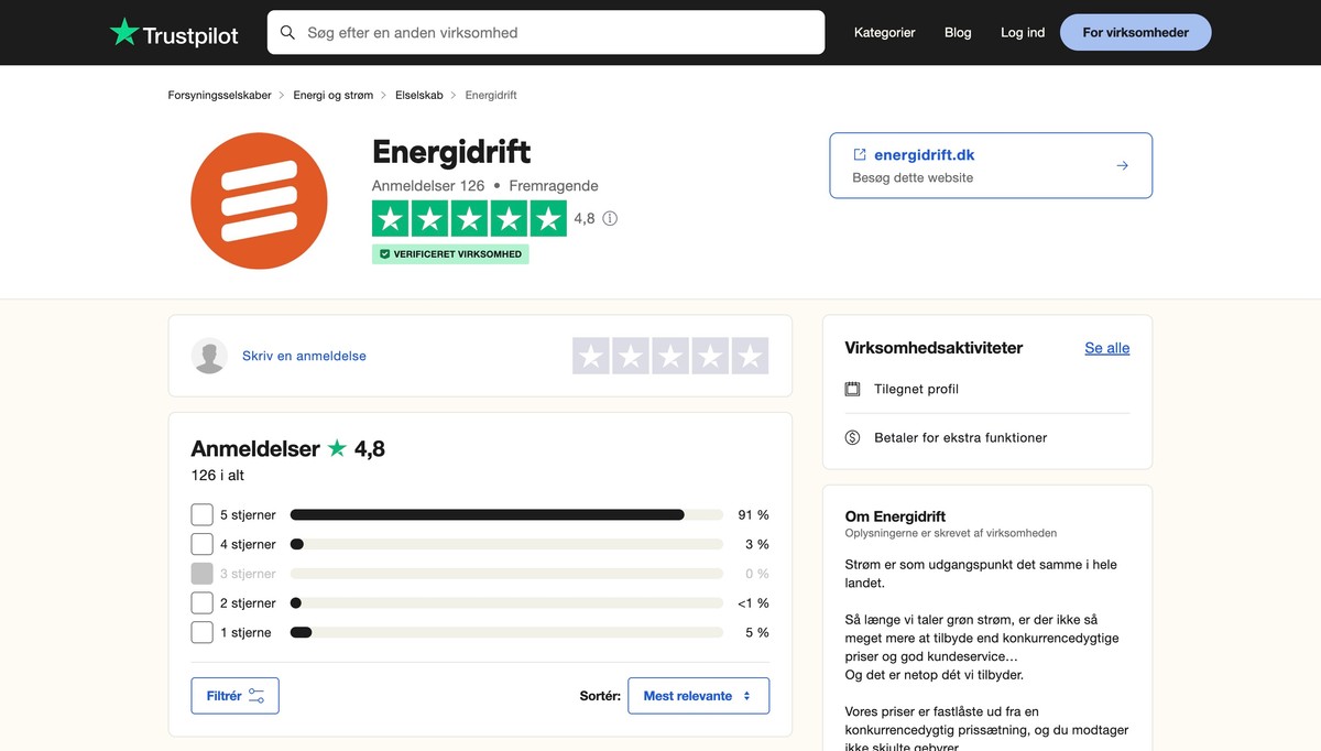 Energidrift Trustpilot