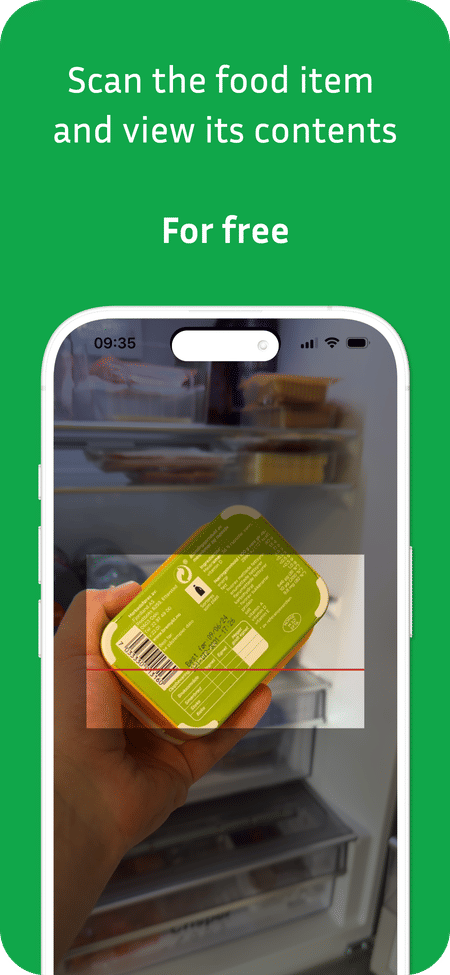 Scan the food item and view its contents - for free.