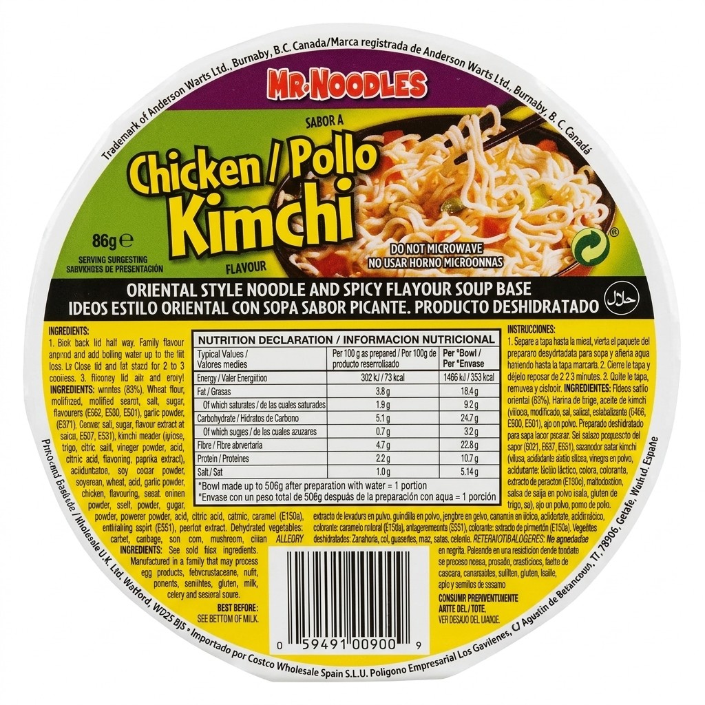 Mr Noodles Chicken Kimchi 86g
