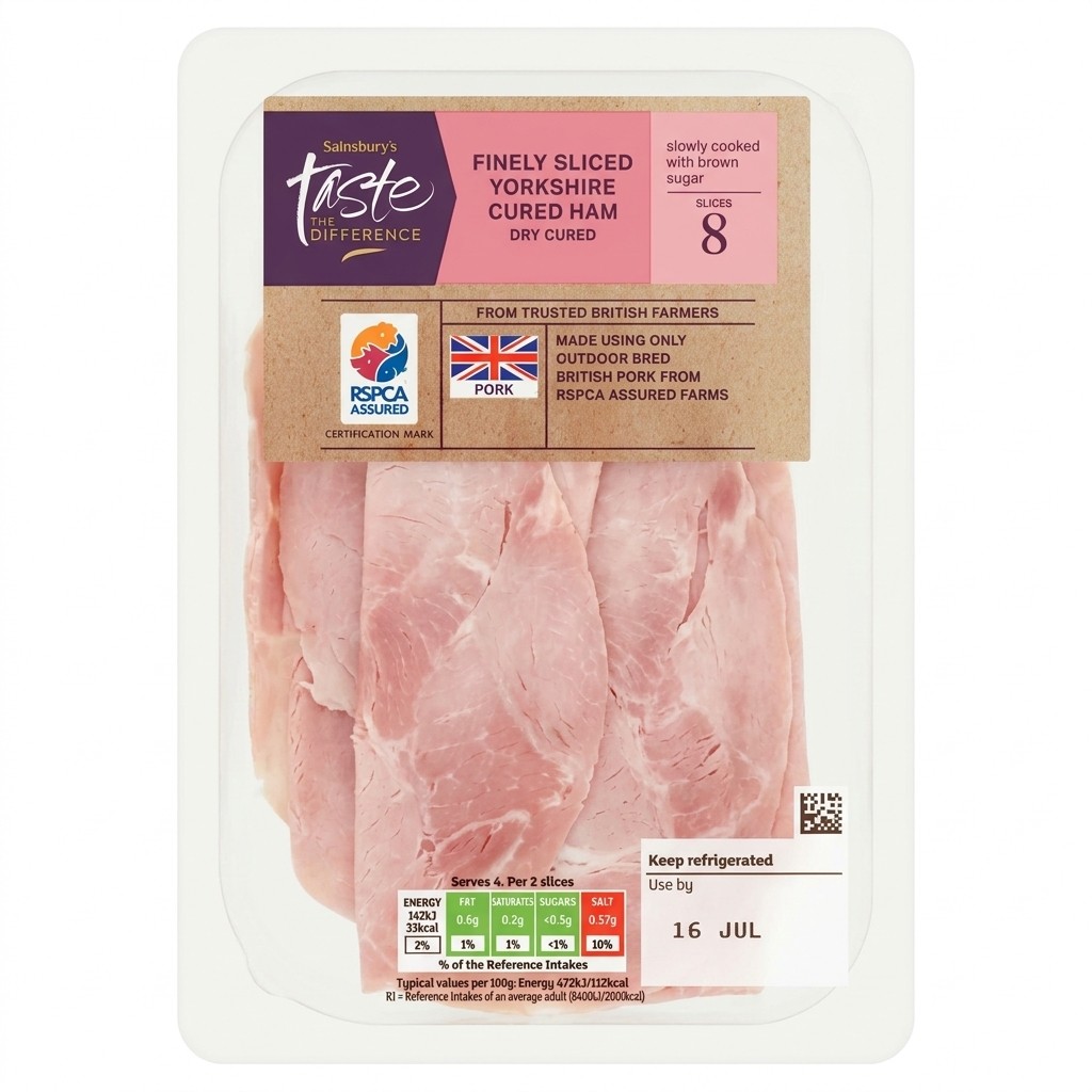 Sainsbury's Taste the Difference Finely Sliced Yorkshire Cured Ham 120g