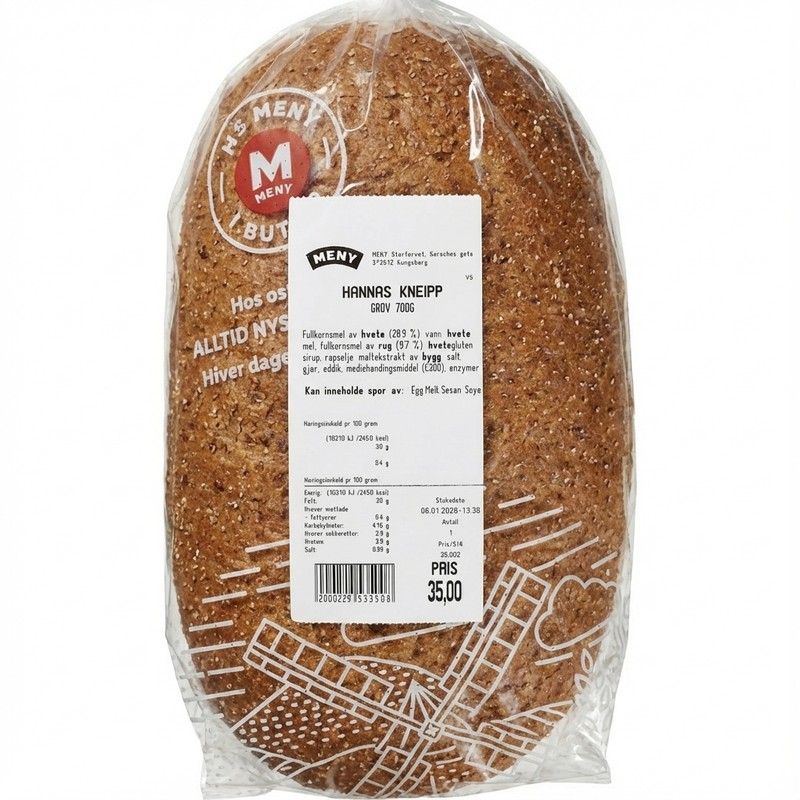 Hannas Kneipp Grov 700g Meny