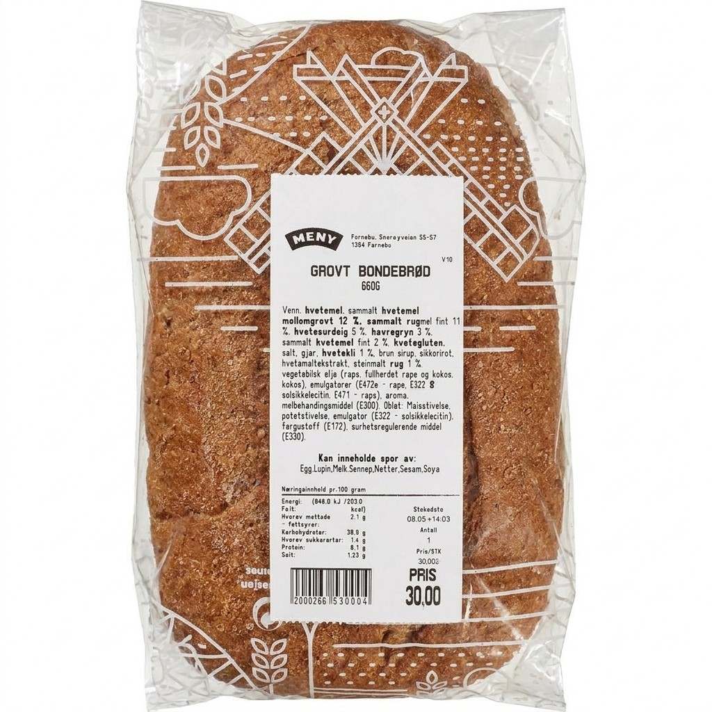 Grovt bondebrød 660g Meny