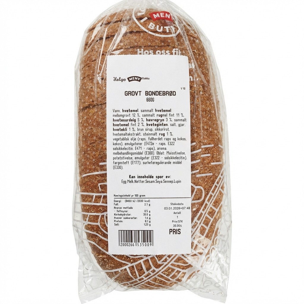 Grovt bondebrød 660g Meny