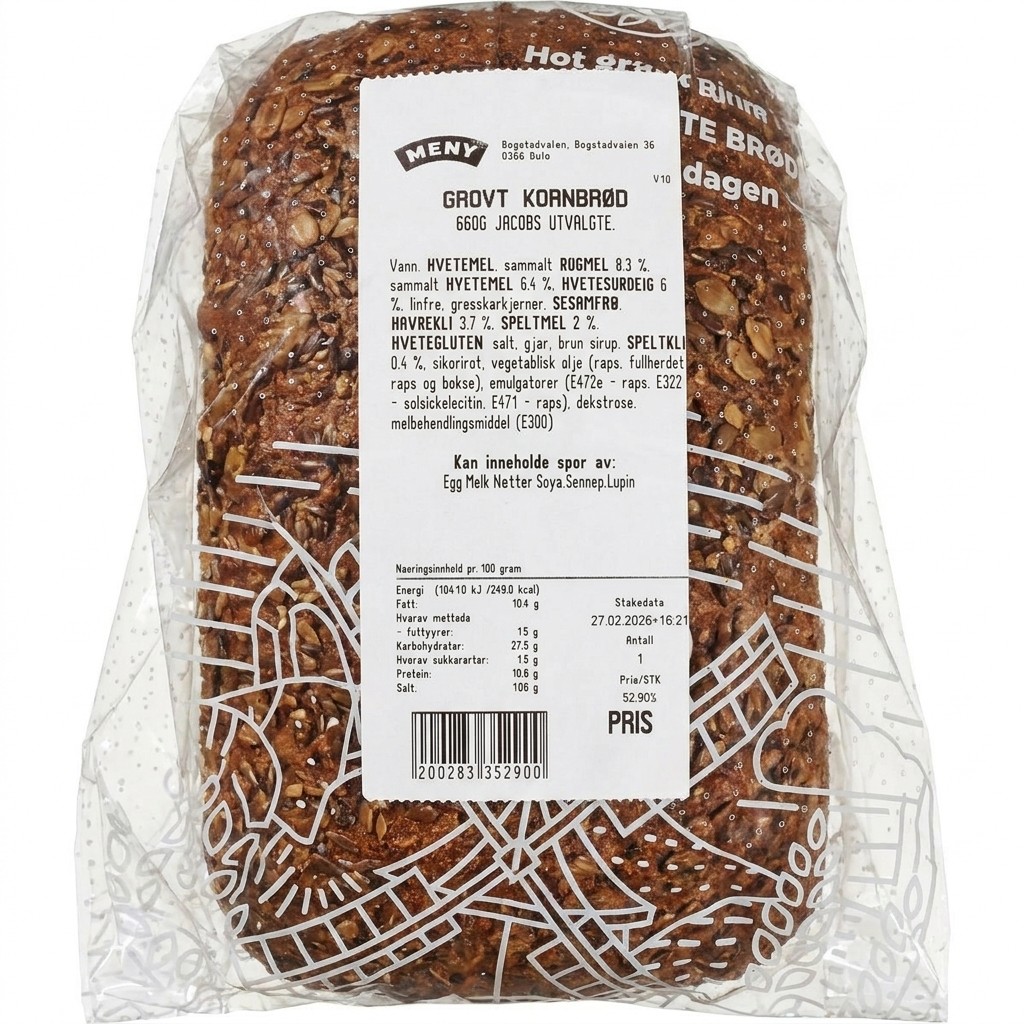 Grovt Kornbrød 660g Jacobs Utvalgte