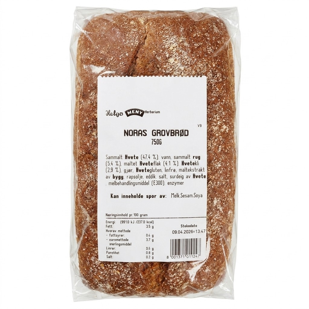 Noras Grovbrød 750g Meny