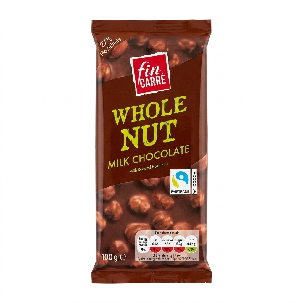 Fin Carré Whole Nut Milk Chocolate 100g