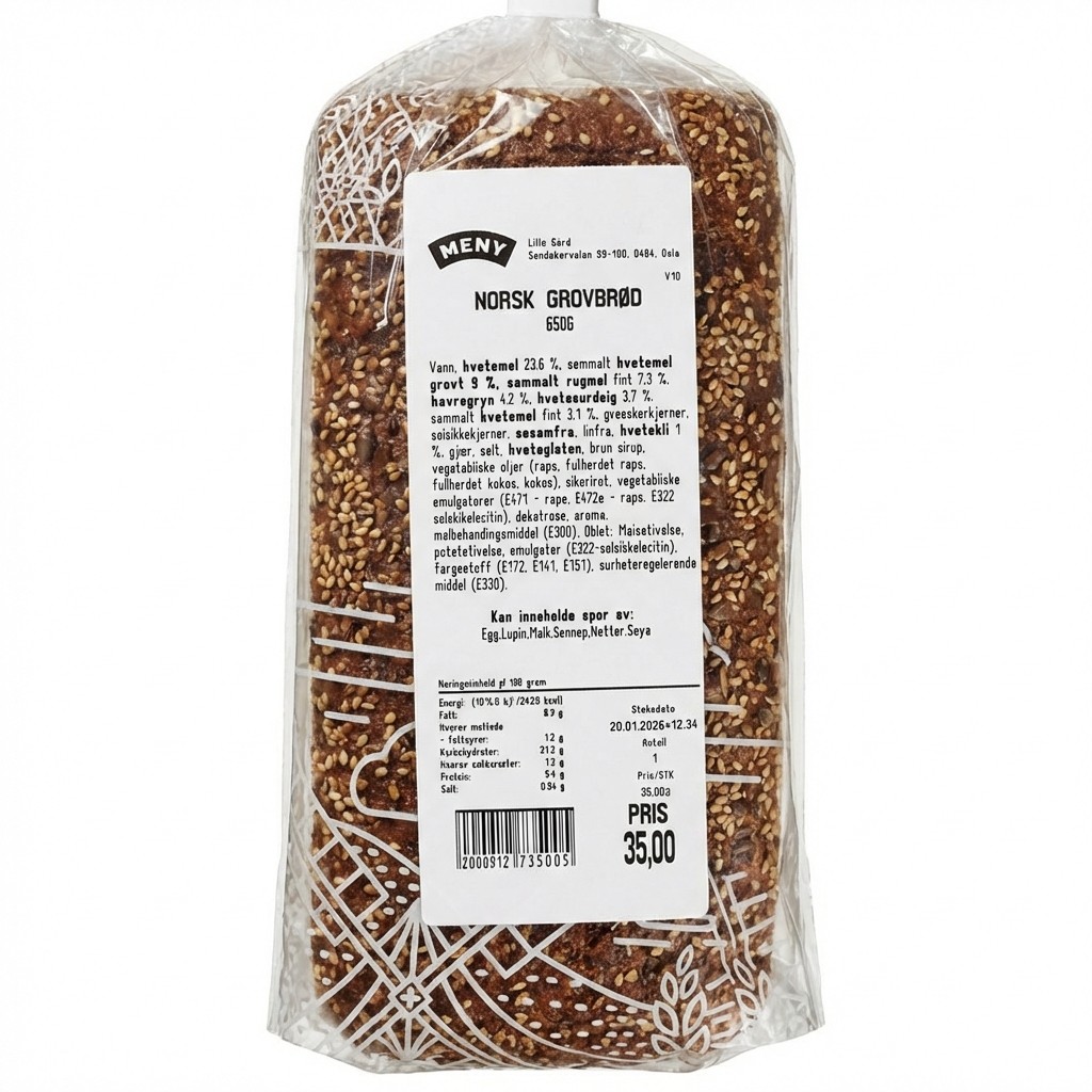 Norsk Grovbrød 650g Meny