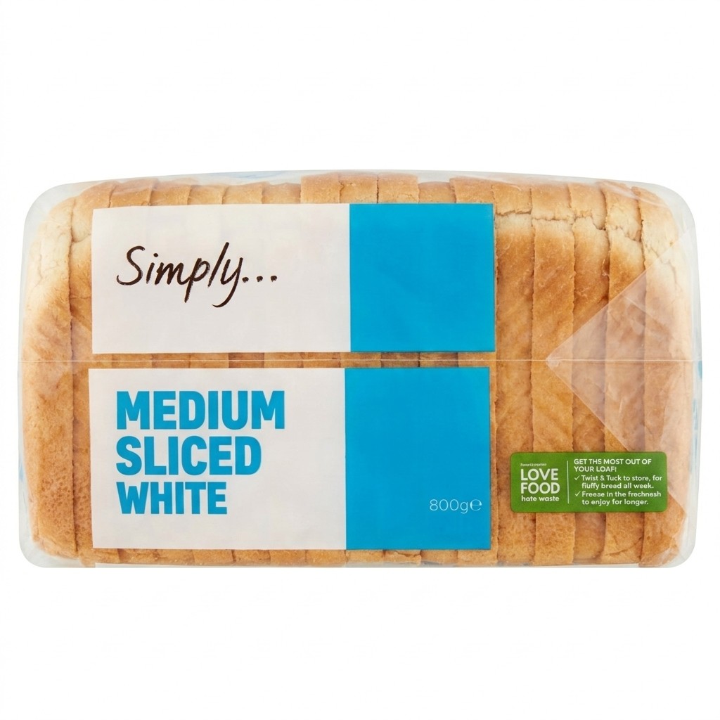 Simply Medium Sliced White 800g