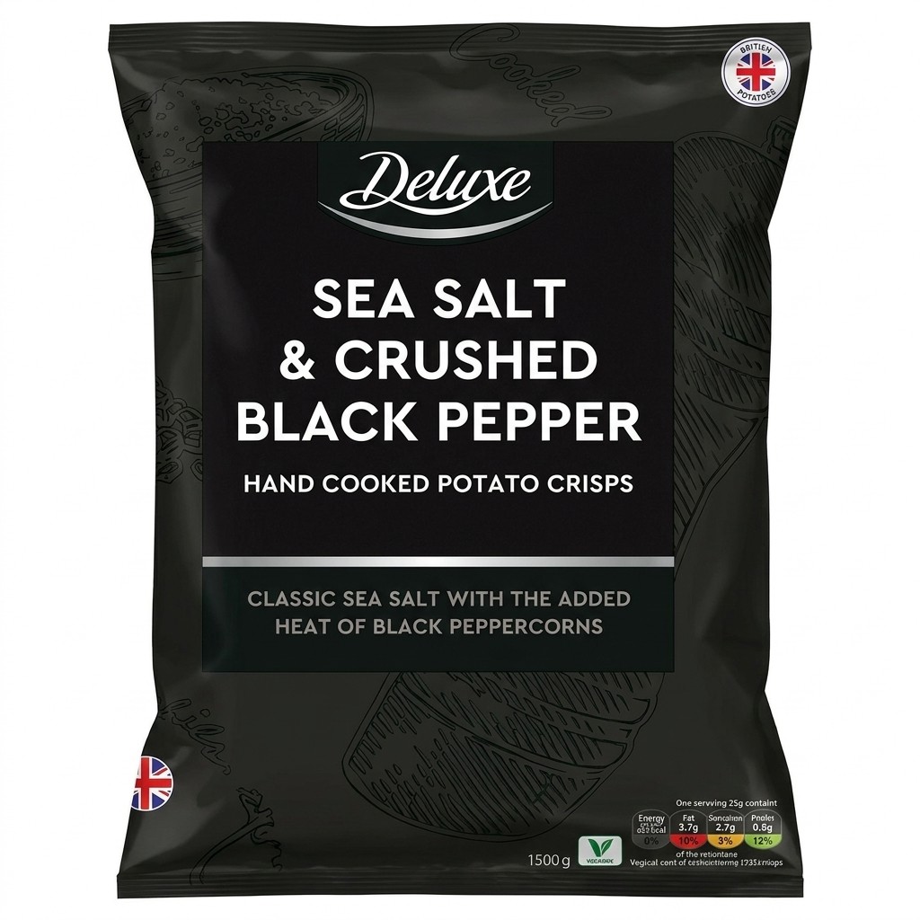 Deluxe Sea Salt & Crushed Black Pepper Potato Crisps 150g