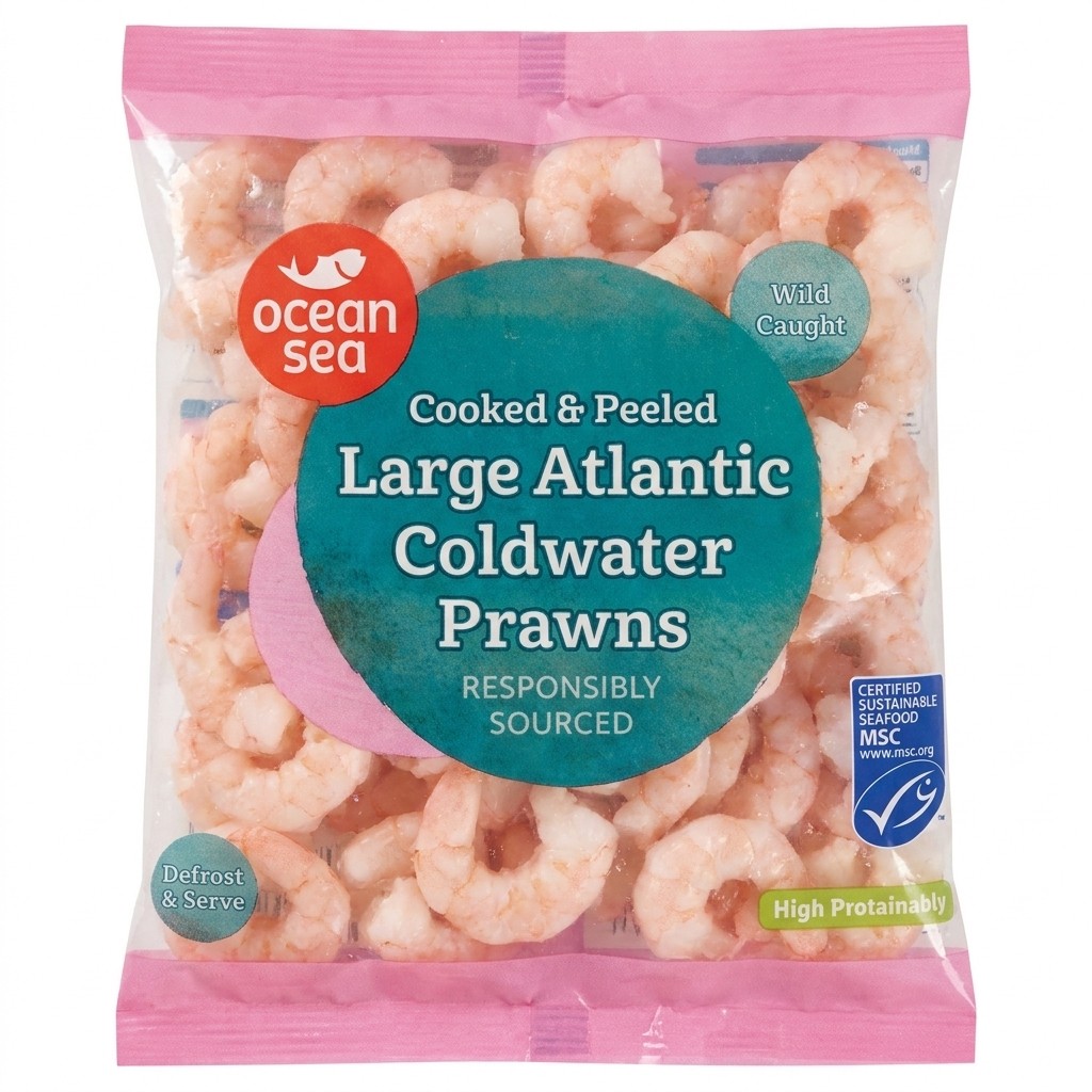 Ocean Sea Large Atlantic Coldwater Prawns 275g