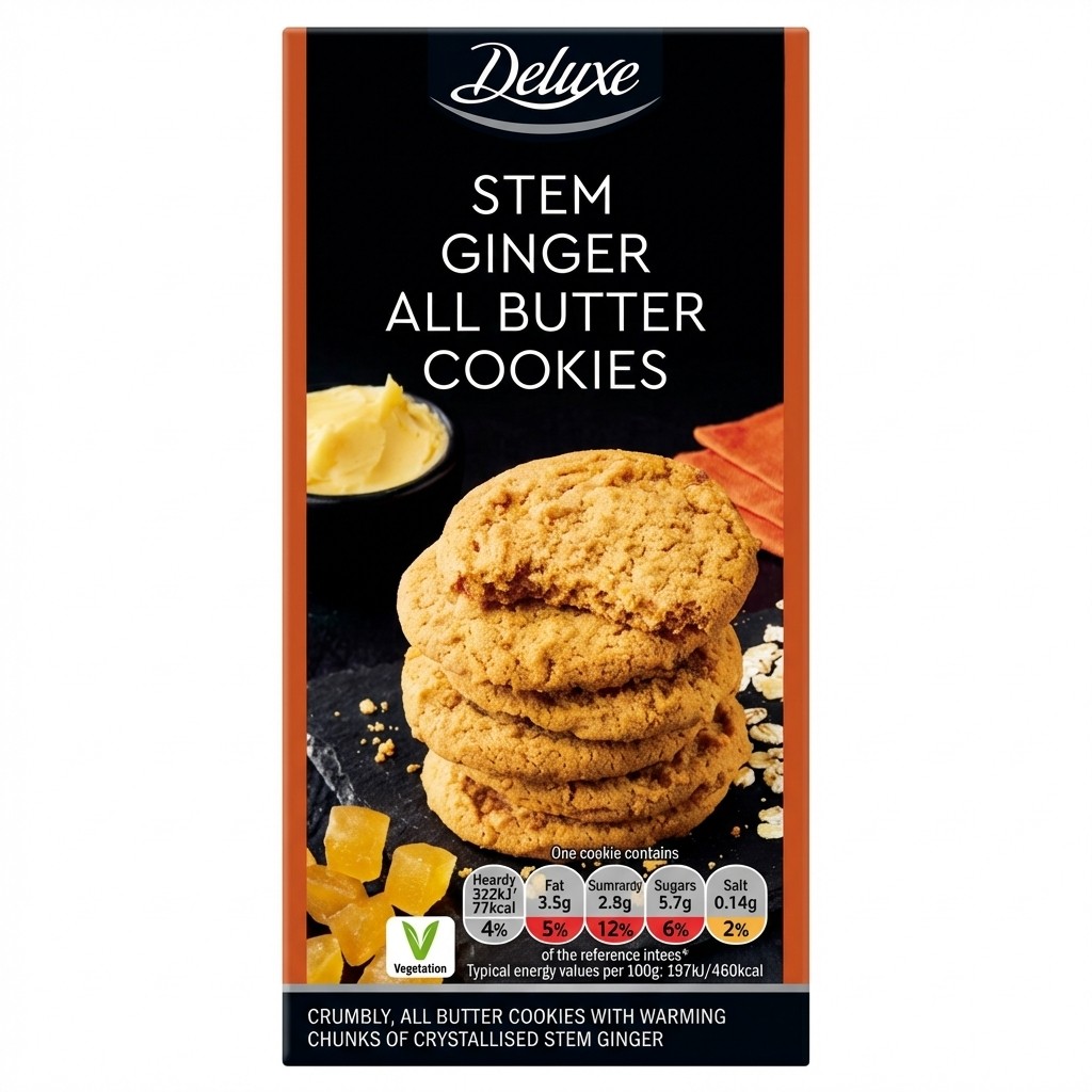 Deluxe Stem Ginger All Butter Cookies 200g