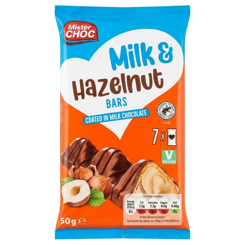 Mister Choc Milk & Hazelnut Bars 150g