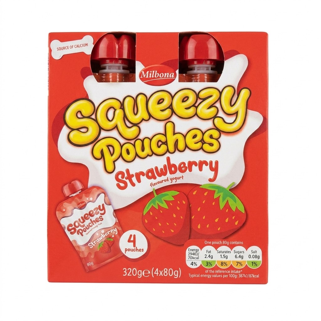 Milbona Squeezy Pouches Strawberry 320g