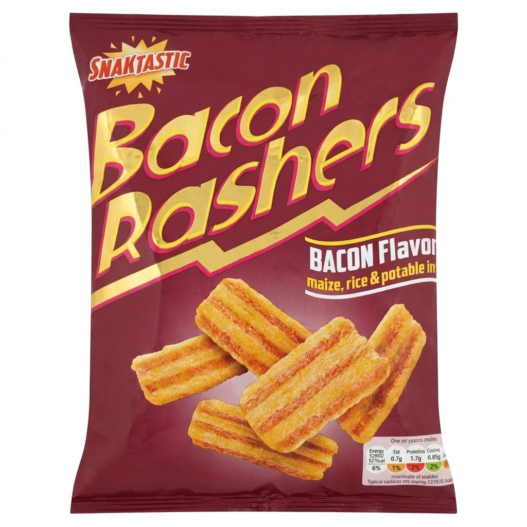 Snaktastic Bacon Flavour Maize, Rice and Potato Snacks 150g