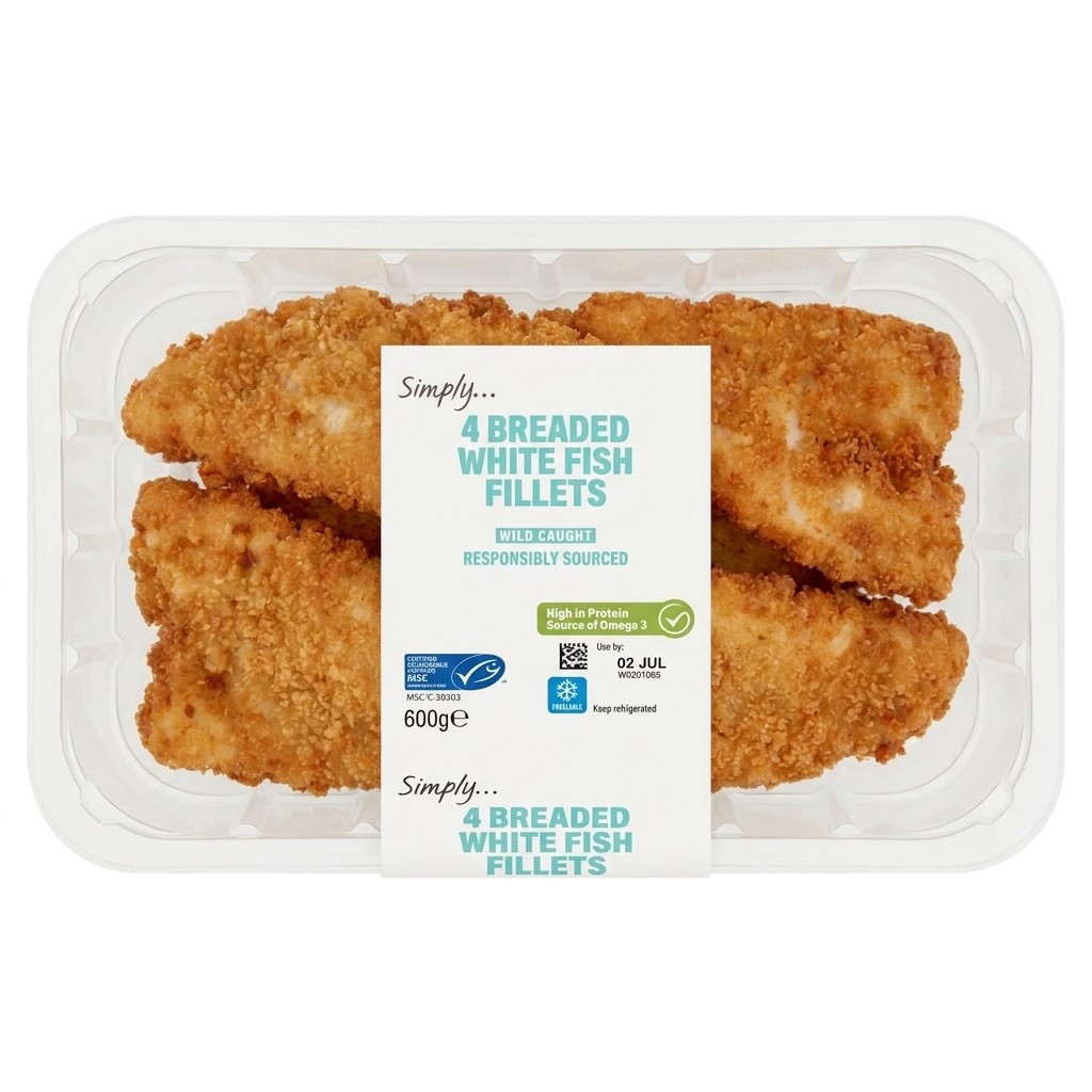 Simply Breaded White Fish Fillets 600g