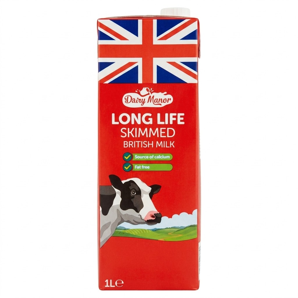 Dairy Manor Long Life Skimmed British Milk 1L