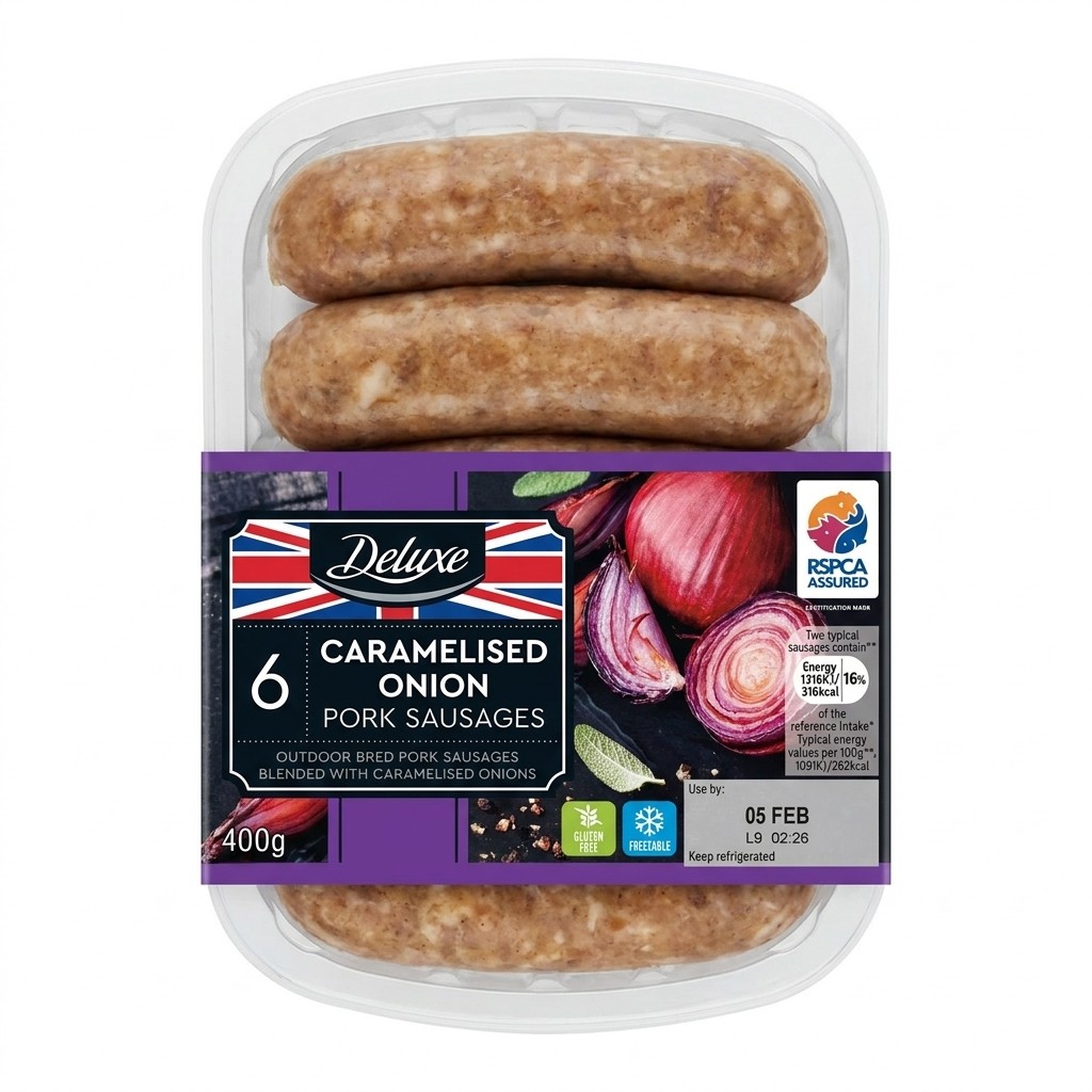 Deluxe Caramelised Onion Pork Sausages 400g