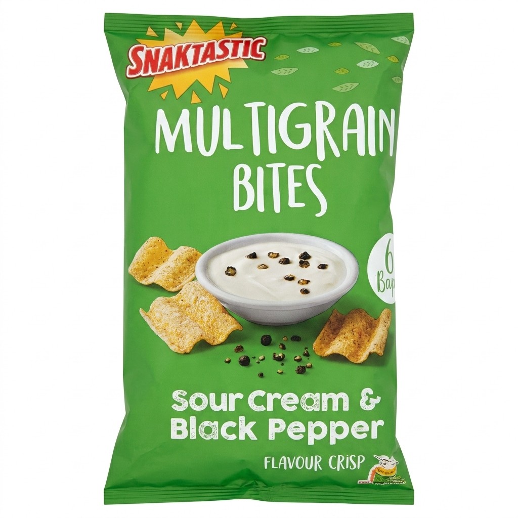 Snaktastic Multigrain Bites Sour Cream & Black Pepper 6 Bags