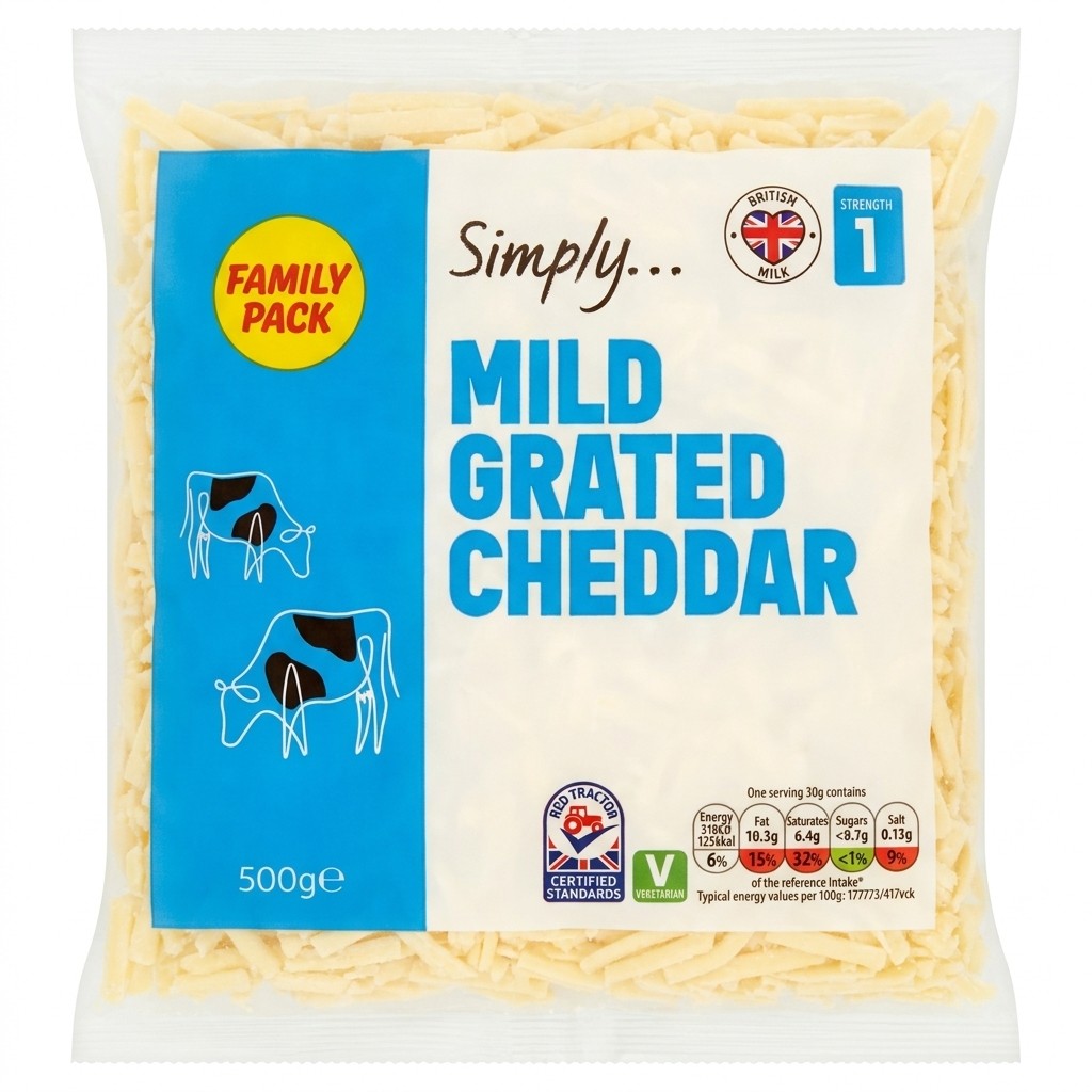 Simply Mild Grated Cheddar 500g