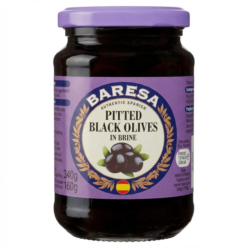 Baresa Pitted Black Olives in Brine 340g
