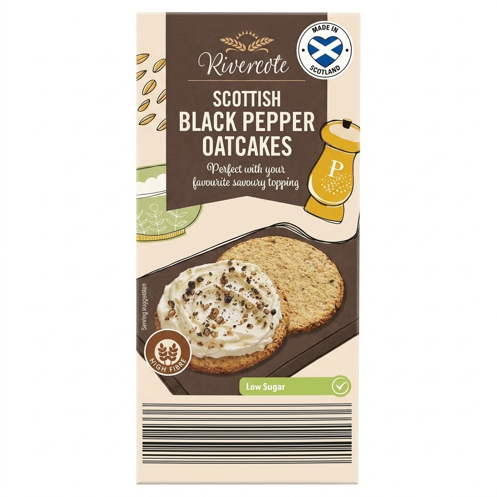 Rivercote Scottish Black Pepper Oatcakes 250g