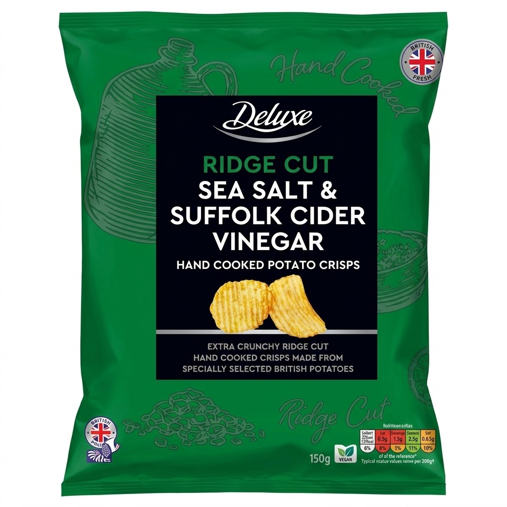 Deluxe Ridge Cut Sea Salt & Suffolk Cider Vinegar 150g