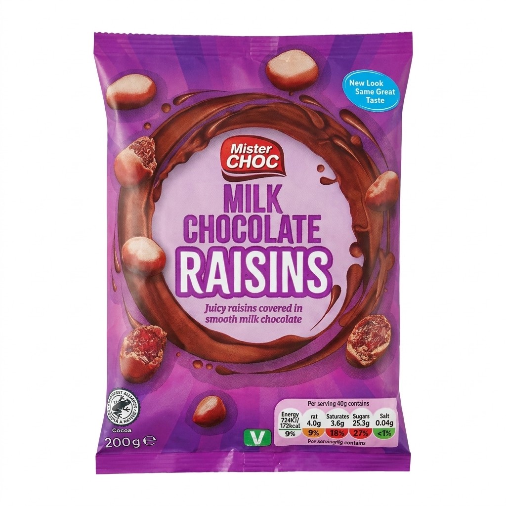 Mister Choc Milk Chocolate Raisins 200g