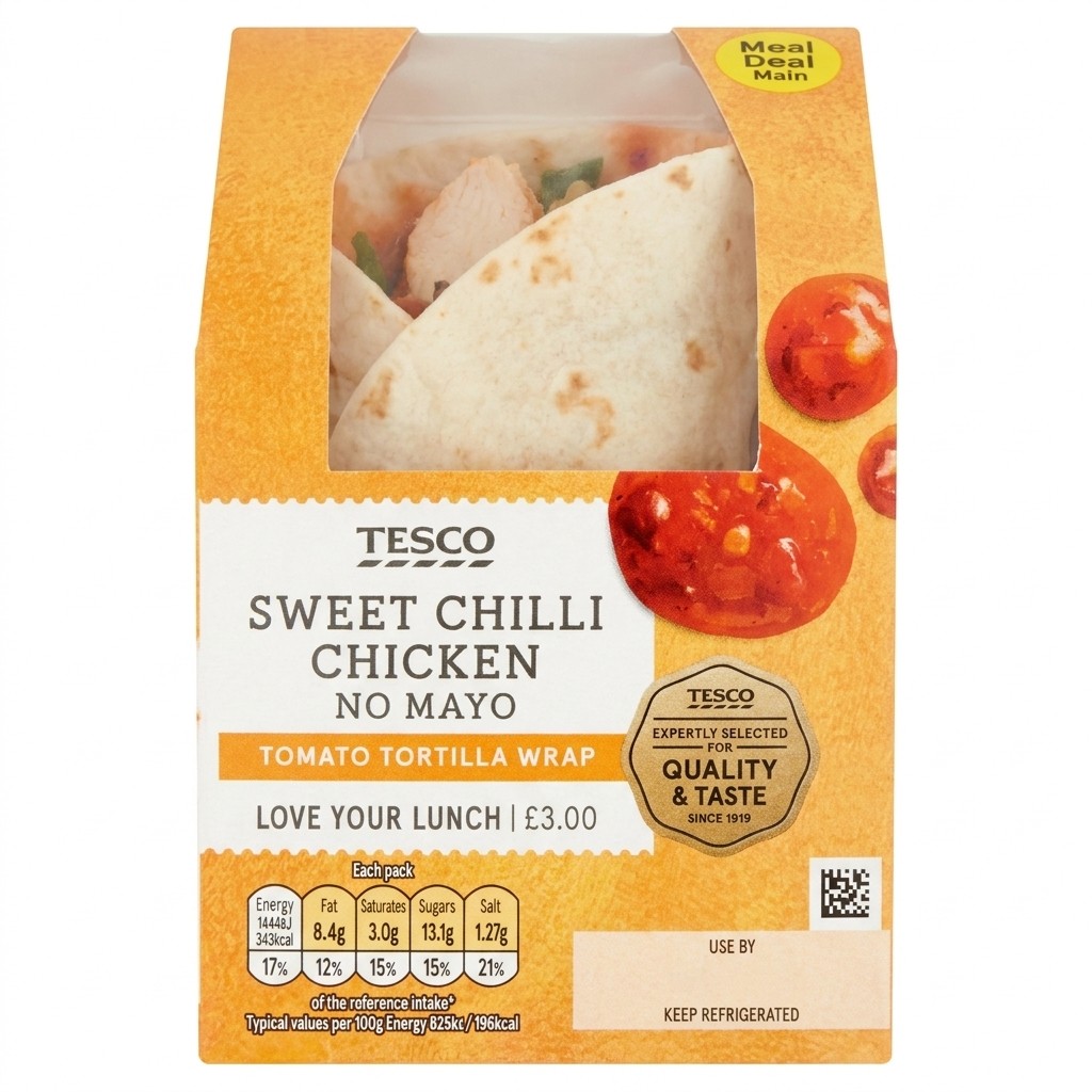 Tesco Sweet Chilli Chicken No Mayo Tomato Tortilla Wrap