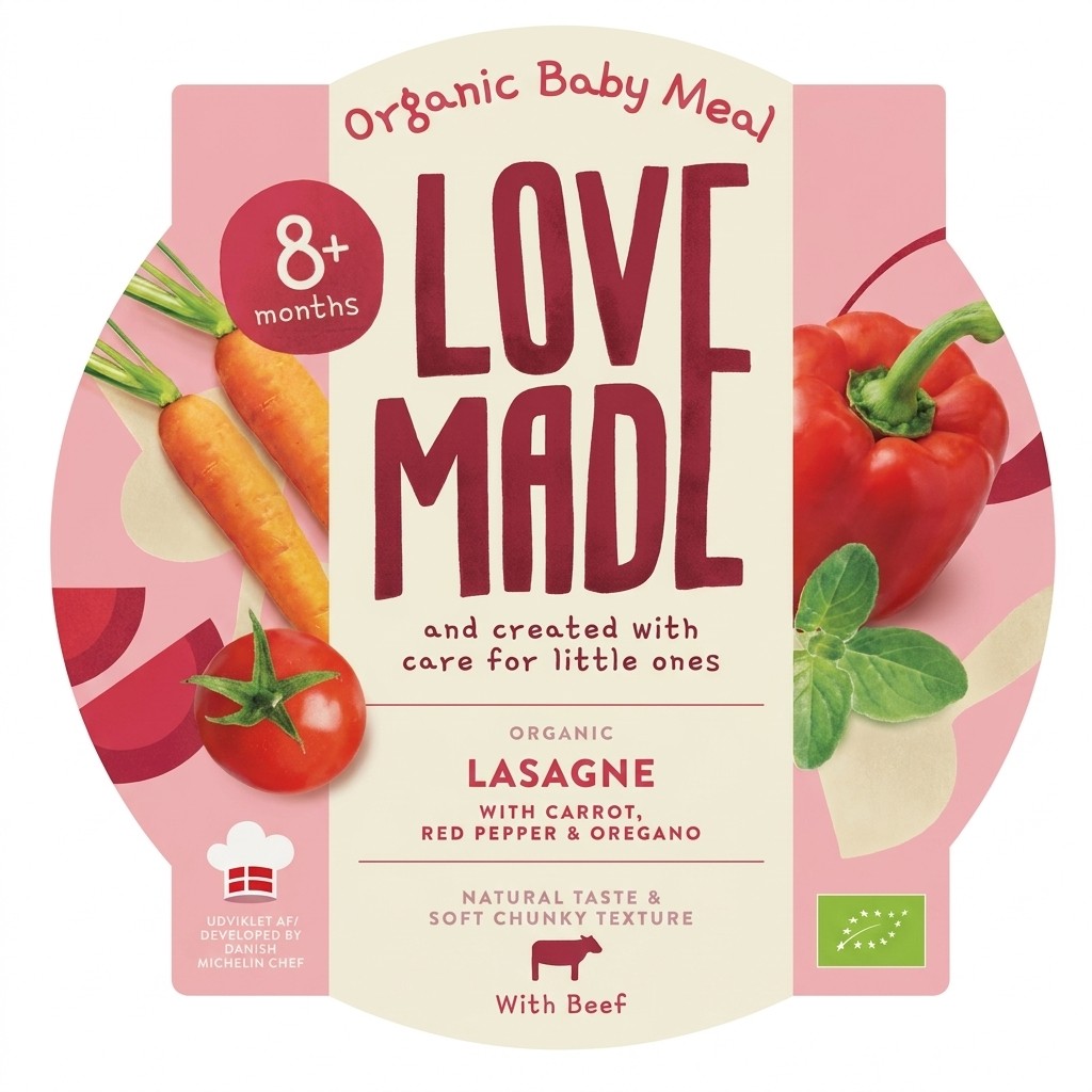 Lasagne med gulrot, rød paprika & oregano 185g LoveMade