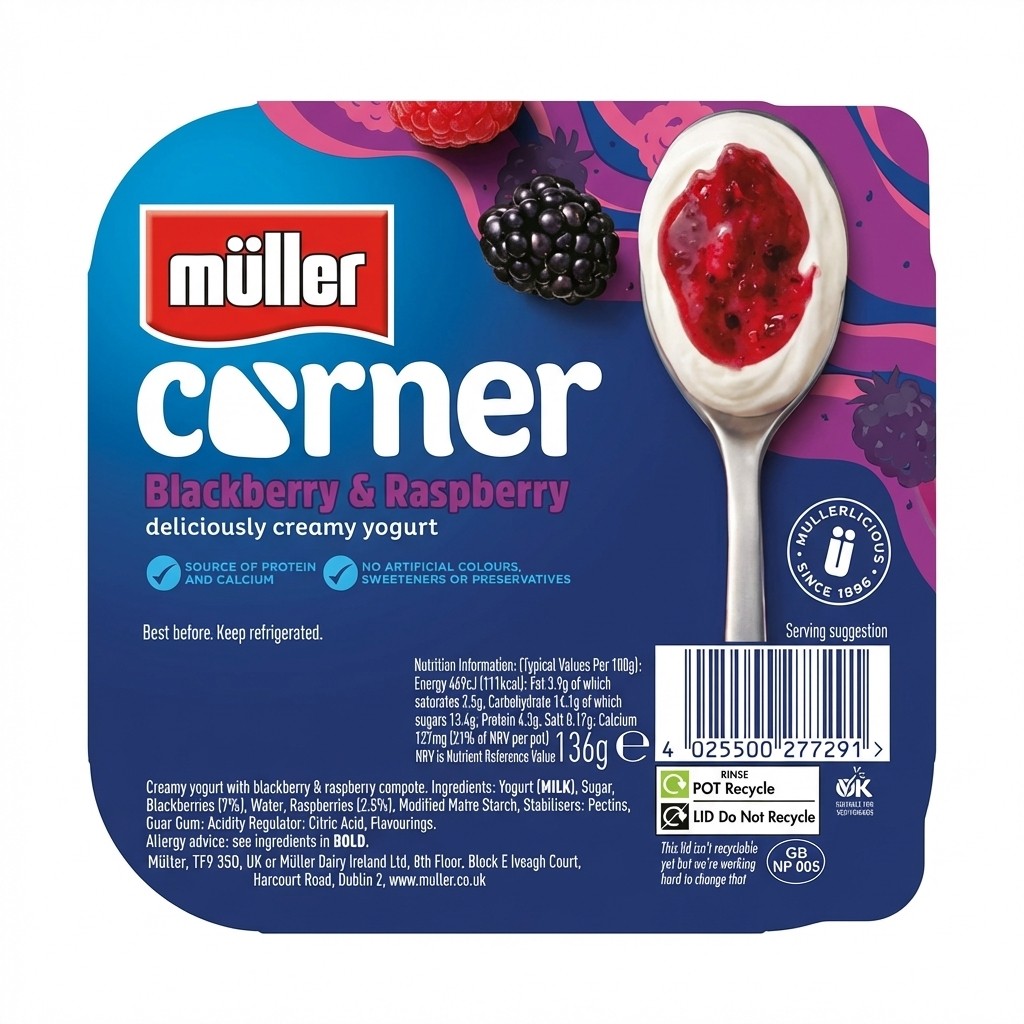 Müller Corner Blackberry & Raspberry Yogurt 136g