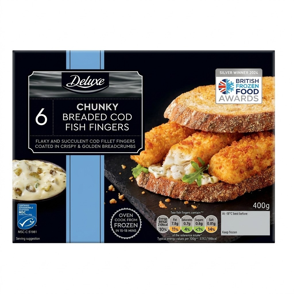 Deluxe Chunky Breaded Cod Fish Fingers 400g