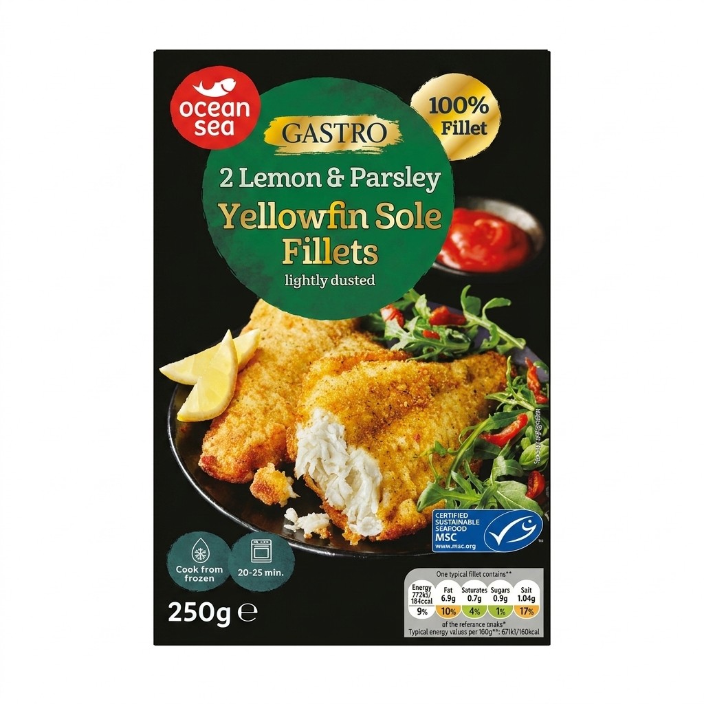 Ocean Sea Gastro Lemon & Parsley Yellowfin Sole Fillets 250g