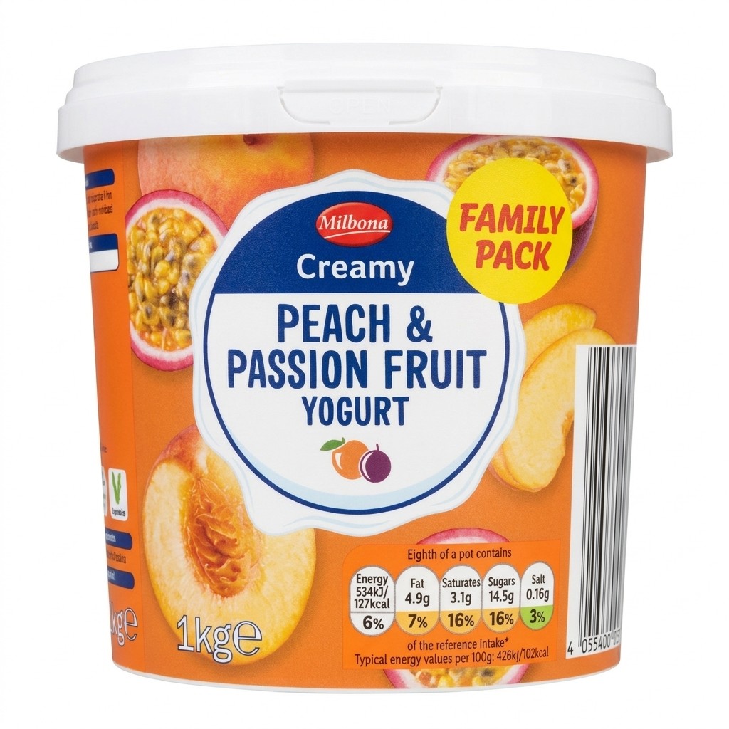 Milbona Creamy Peach & Passion Fruit Yogurt 1kg