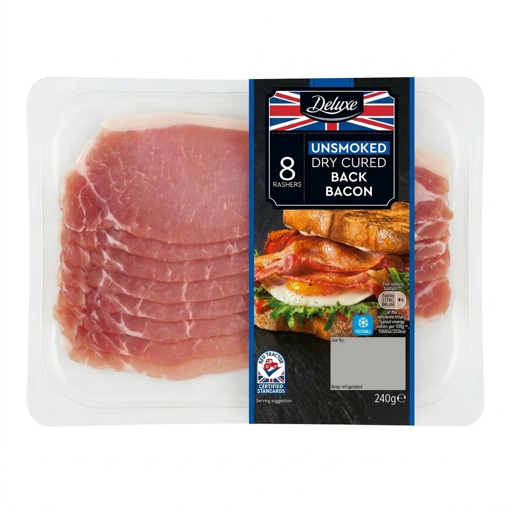 Deluxe Unsmoked Dry Cured Back Bacon 240g