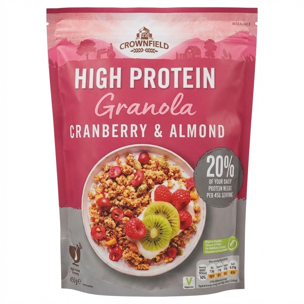 Crownfield High Protein Granola Cranberry & Almond 400g