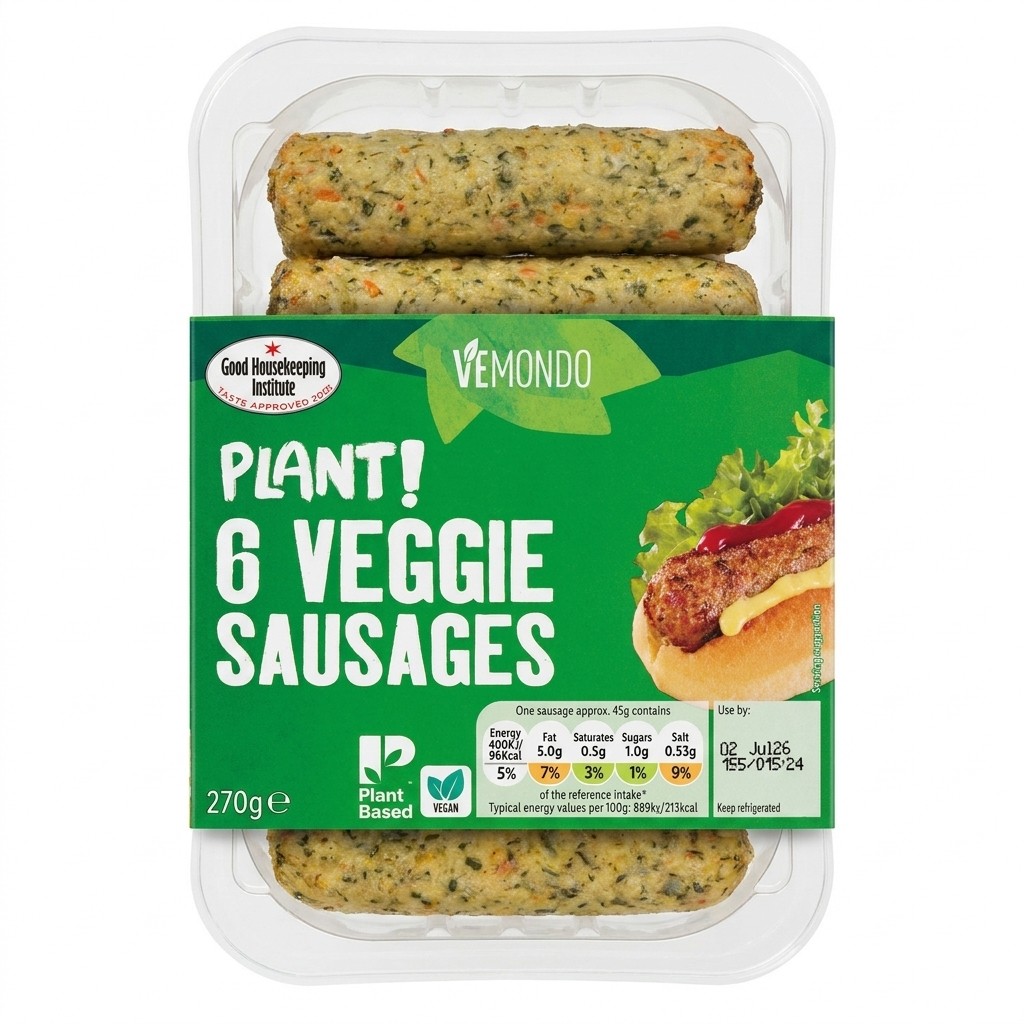 Vemondo Plant! 6 Veggie Sausages 270g