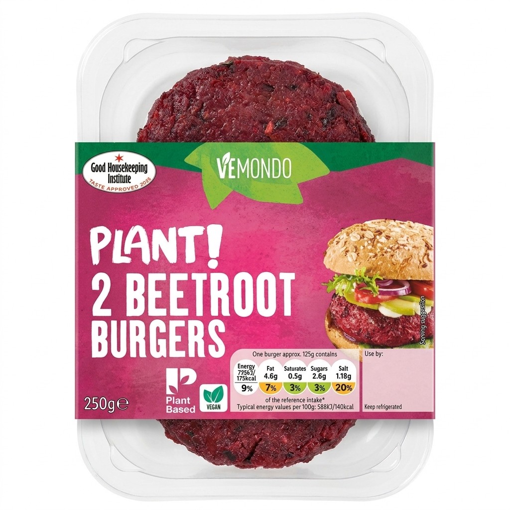 Vemondo Plant! 2 Beetroot Burgers 250g