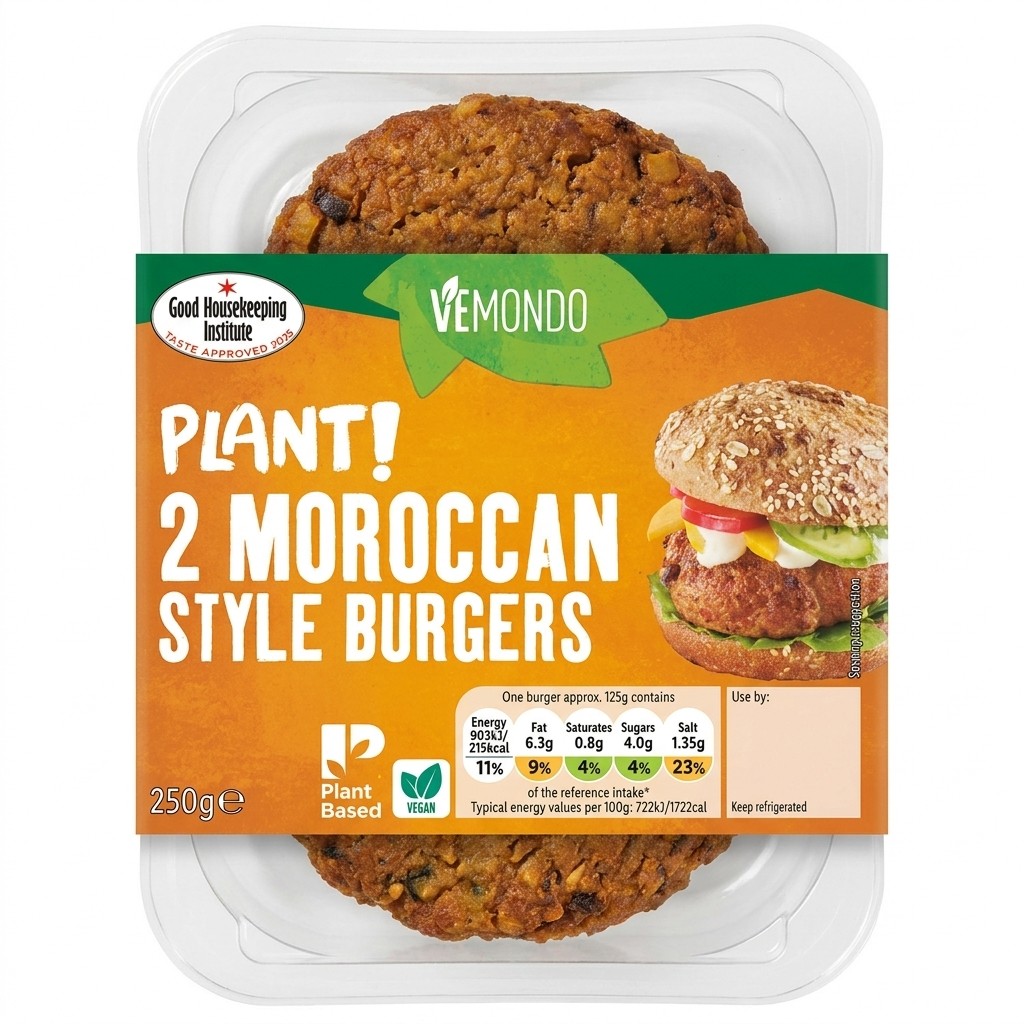 Vemondo Plant 2 Moroccan Style Burgers 250g