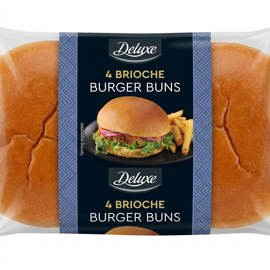 Deluxe 4 Brioche Burger Buns 200g