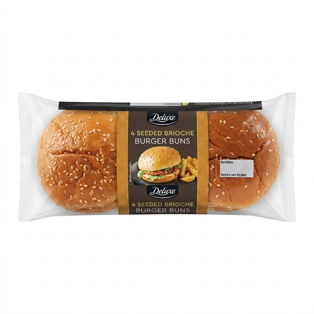 Deluxe 4 Seeded Brioche Burger Buns 200g