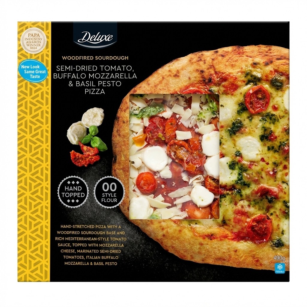 Deluxe Semi-Dried Tomato, Buffalo Mozzarella & Basil Pesto Pizza 490g