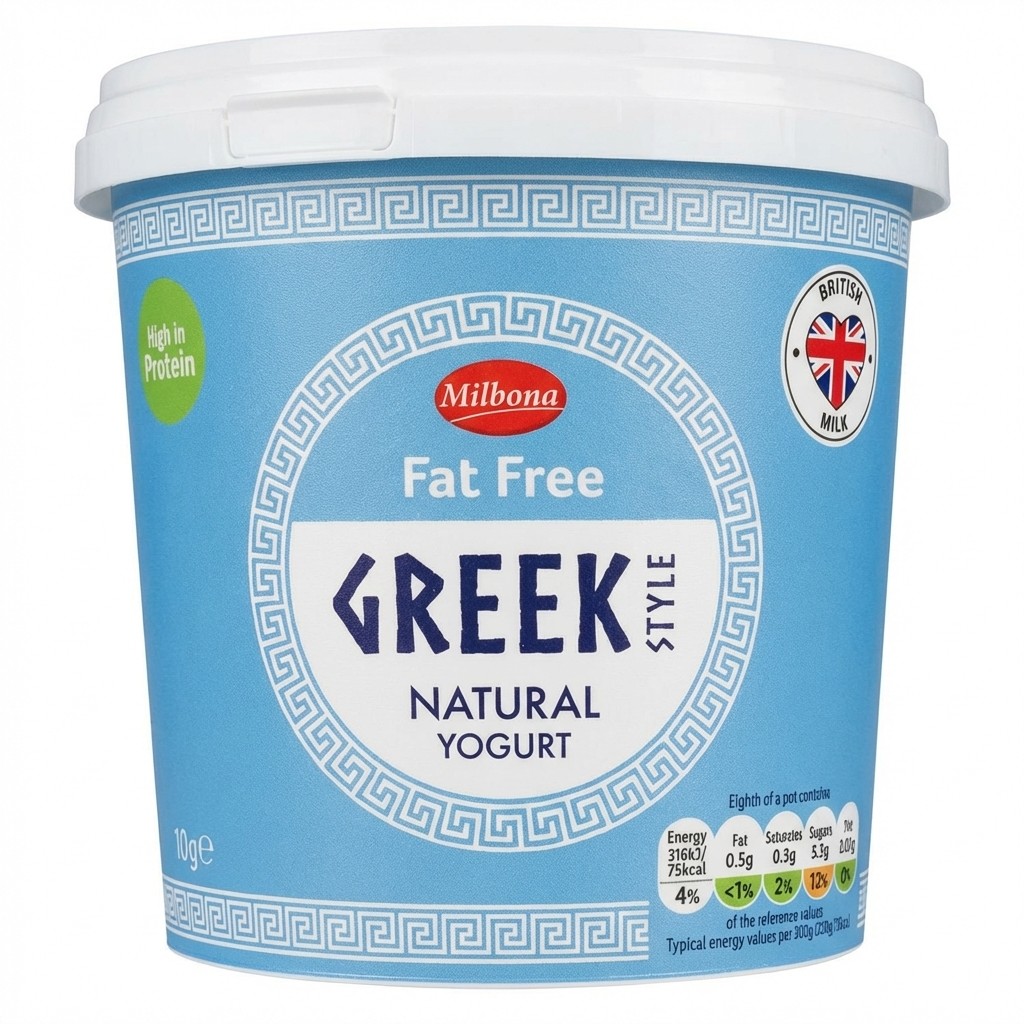 Milbona Greek Style Fat Free Natural Yogurt 1kg