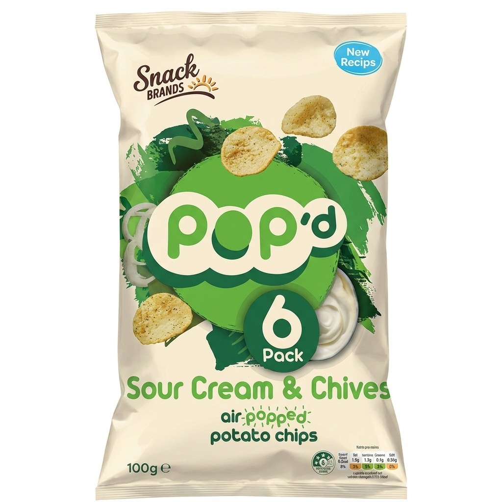 Snack Day Pop'd Sour Cream & Onion 6 Pack