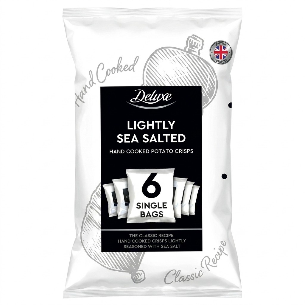 Deluxe Lightly Sea Salted Hand Cooked Potato Crisps 6x25g