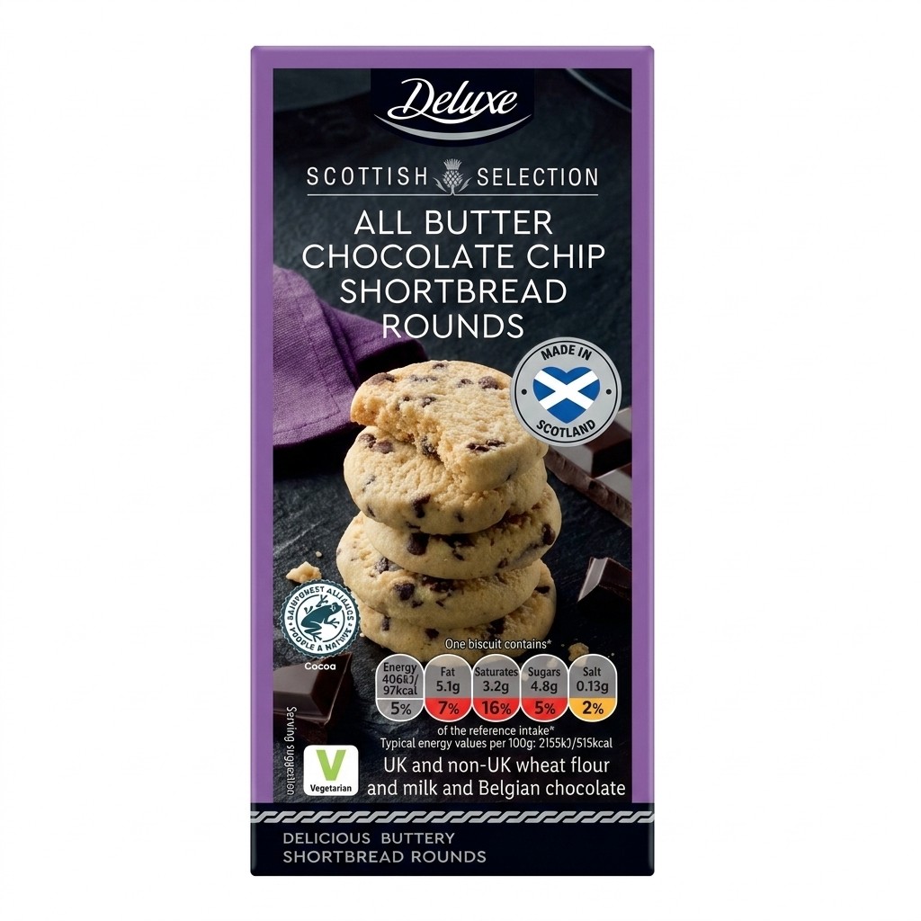 Deluxe All Butter Chocolate Chip Shortbread Rounds 150g