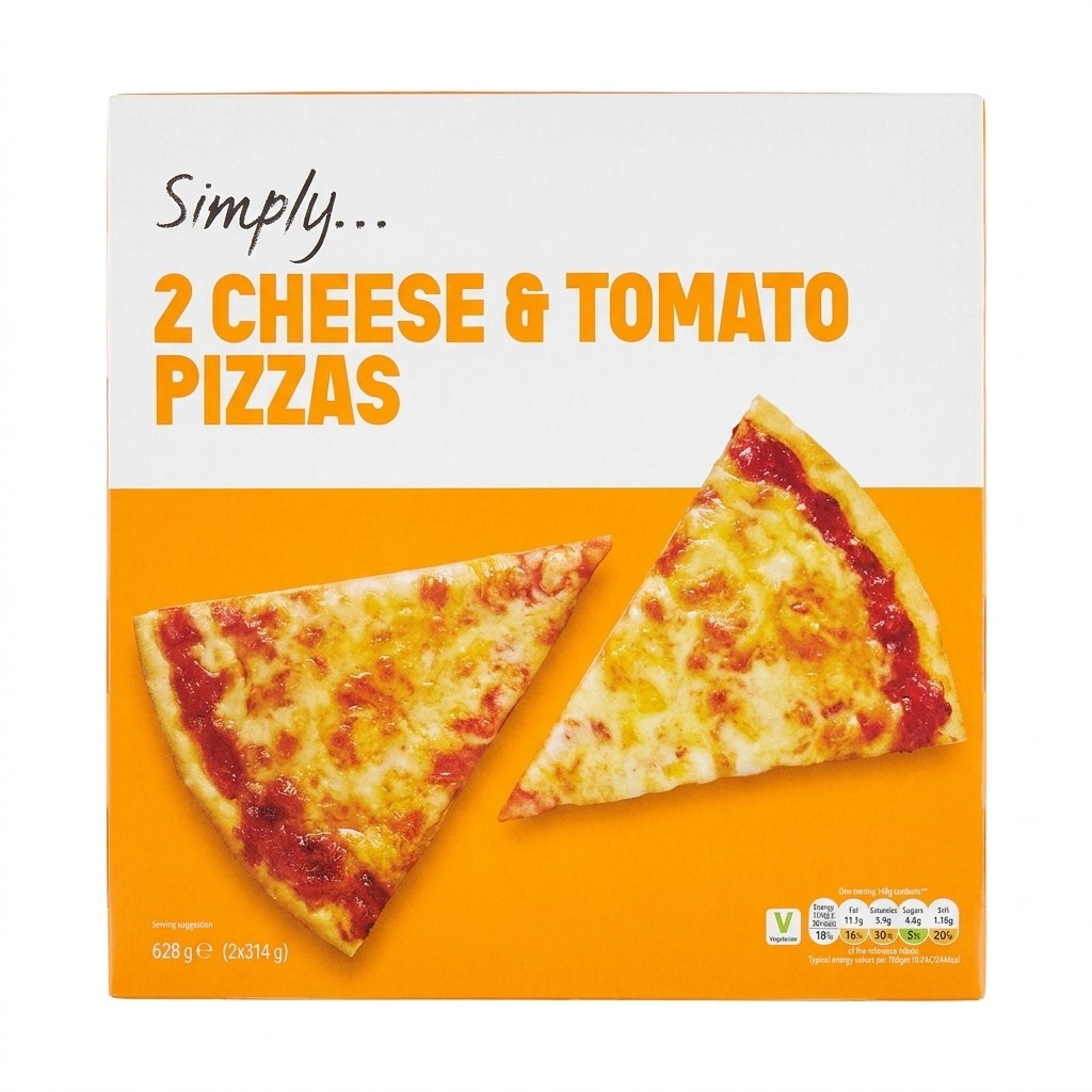 Simply 2 Cheese & Tomato Pizzas 628g