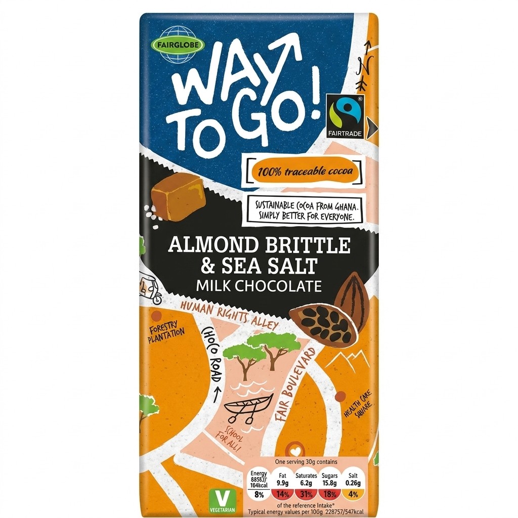 Way To Go! Almond Brittle & Sea Salt Milk Chocolate 100g