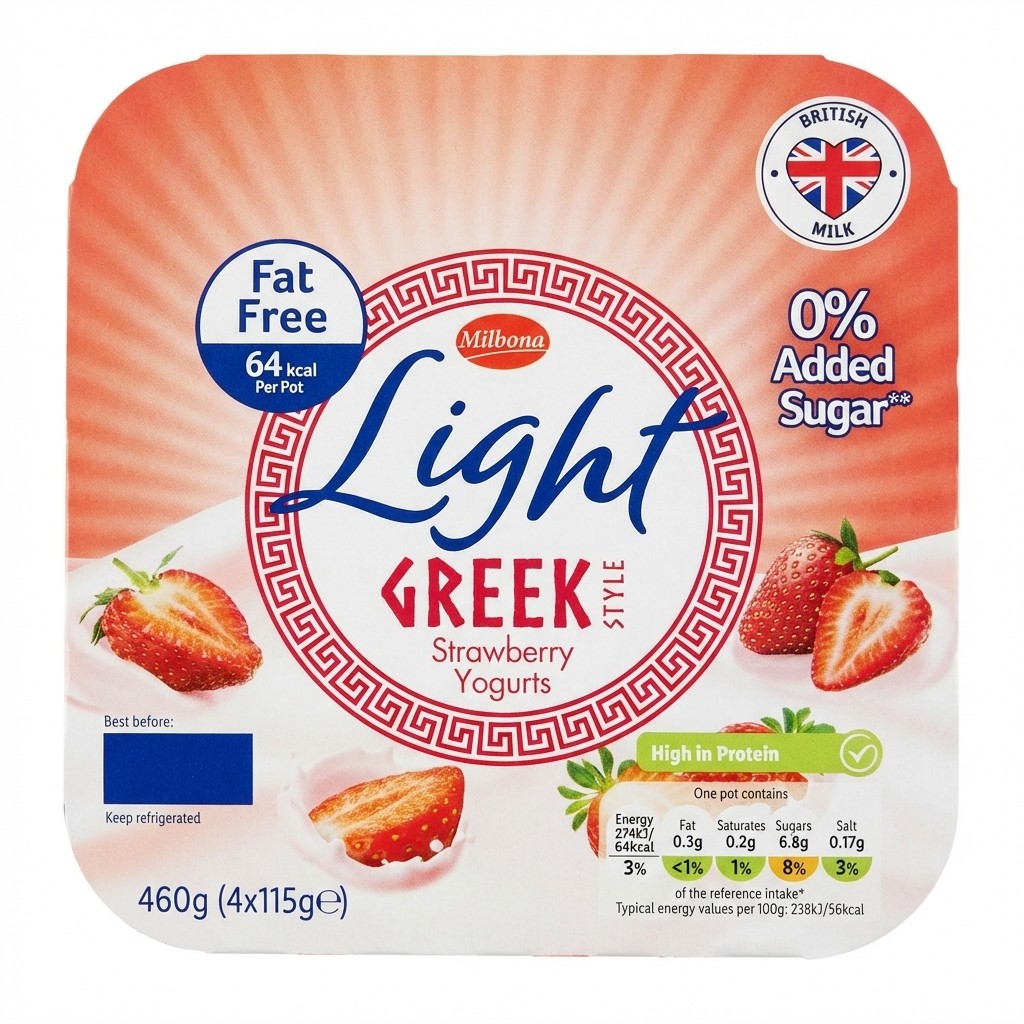 Milbona Light Greek Style Strawberry Yogurts 460g