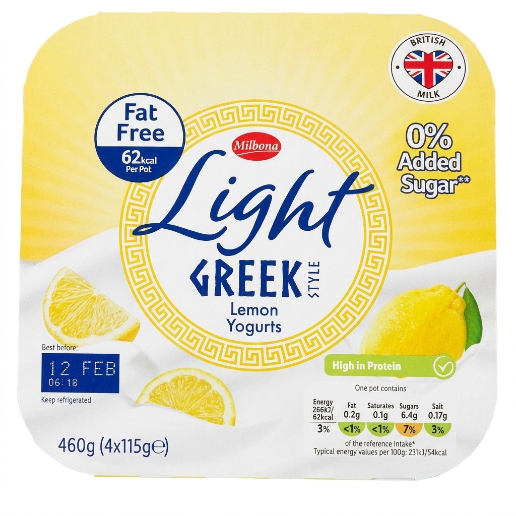 Milbona Light Greek Style Lemon Yogurts 460g