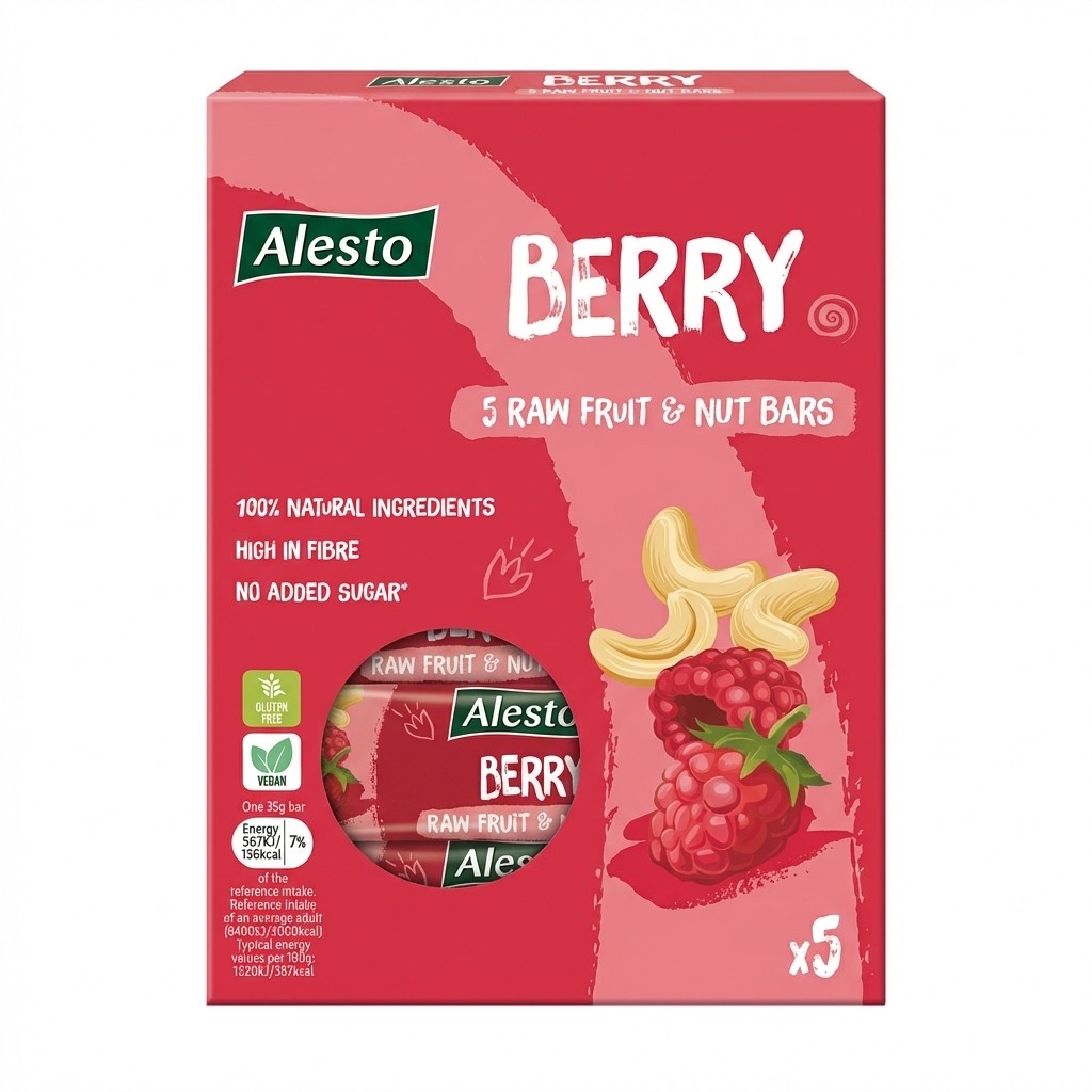 Alesto Berry Raw Fruit & Nut Bars 175g
